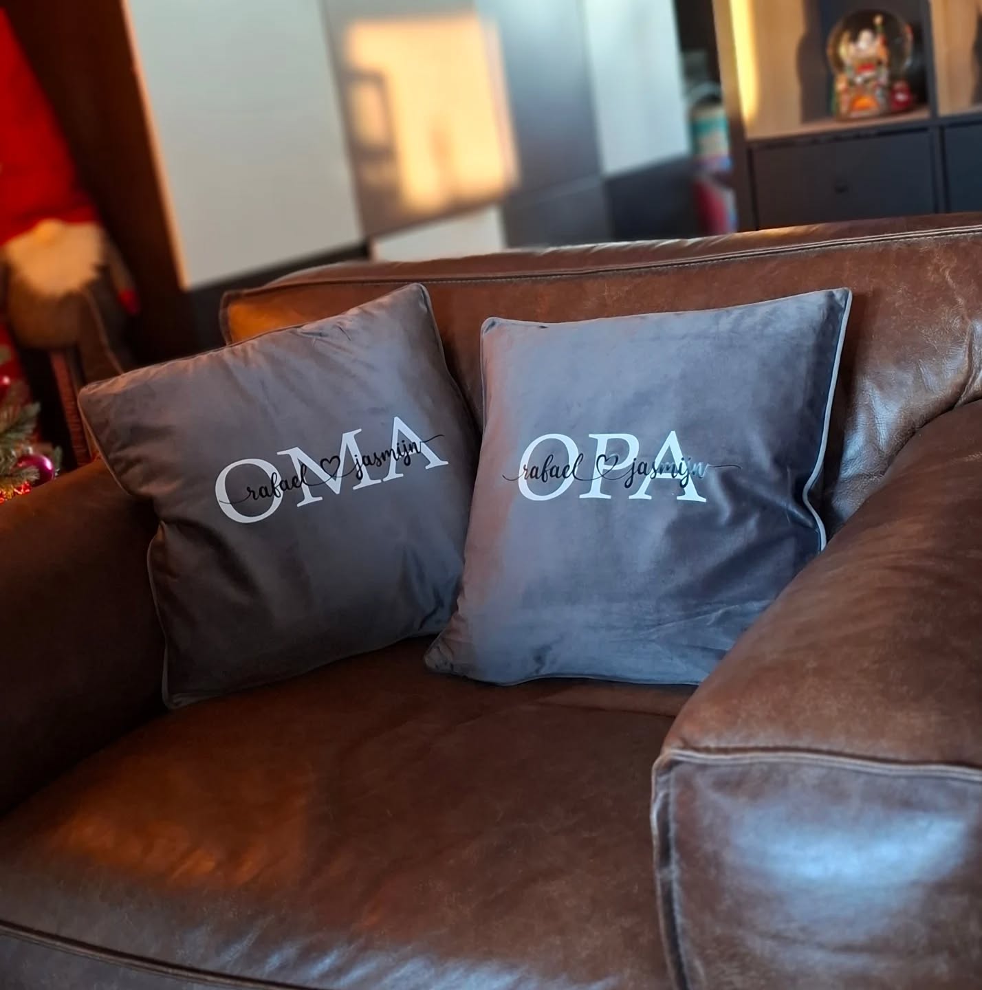 Kussenhoezen 45 x 45 Velours Opa Oma met Namen kleinkind(eren)