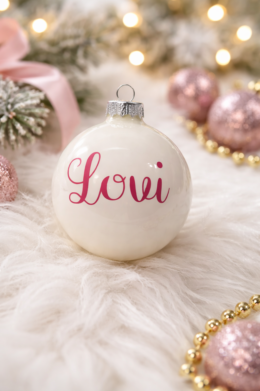 Persoonlijke glazen kerstbal (7 cm) – een herinnering voor altijd