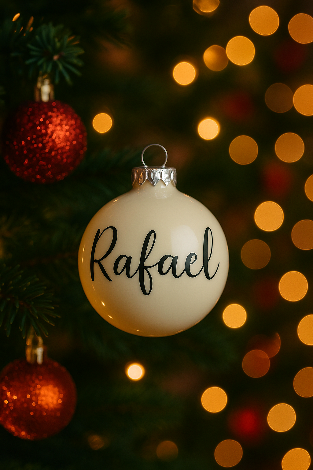 Persoonlijke glazen kerstbal (7 cm) – een herinnering voor altijd